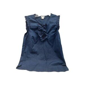 J. Crew Navy Blue Ruffle Tank Top Size 00 Sleeveless Blouse J Crew